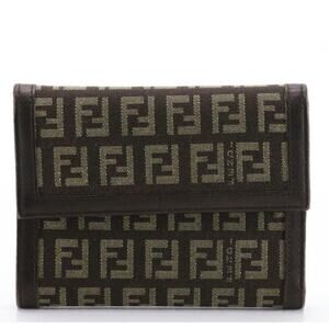 Fendi Trifold Wallet in Brown FF Zucca Jacquard Canvas with Leather Trim